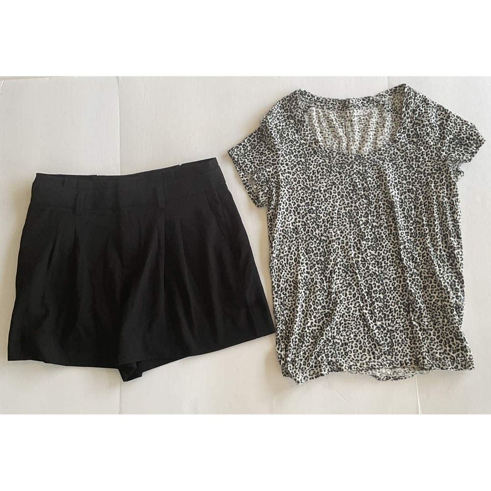 Banana Republic Leopard‎ Top Black Shorts XS Size 4 Lot